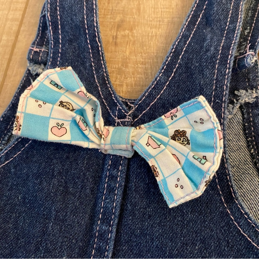 Vintage 80s Raggedy Ann Girls Size 24mo Blue Denim Overalls - Picture 5 of 7